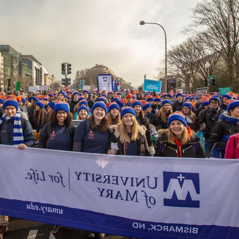  A group of University of Mary students at the national March for Life.